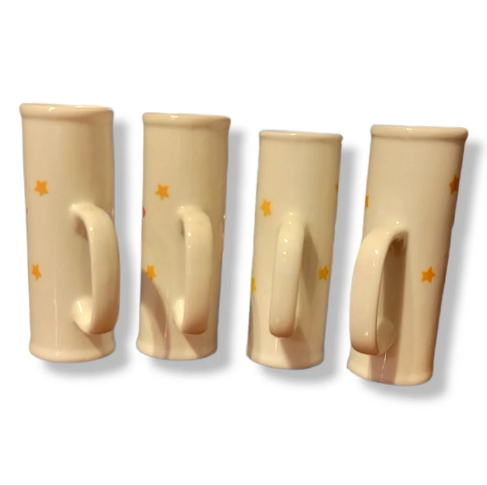 4 Vtg Caffe DI Saronno Espresso Amaretto Shot Glass Cup Ceramic Star Flower